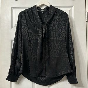 Express Black Leopard Silk Blouse